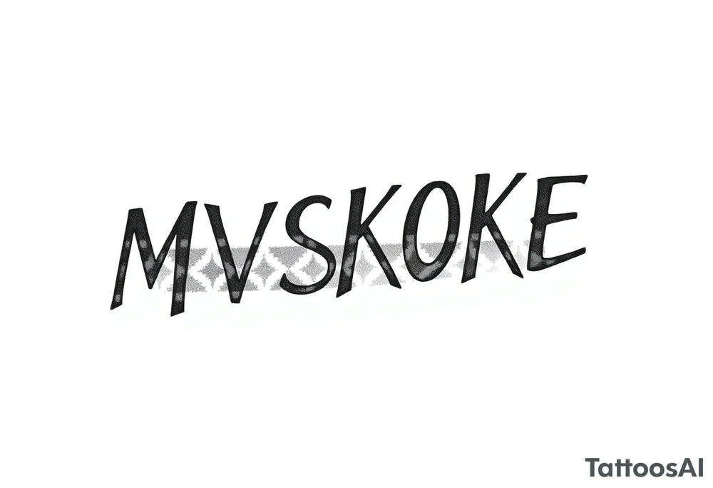 The word “MVSKOKE” shaded with Pendleton print tattoo idea