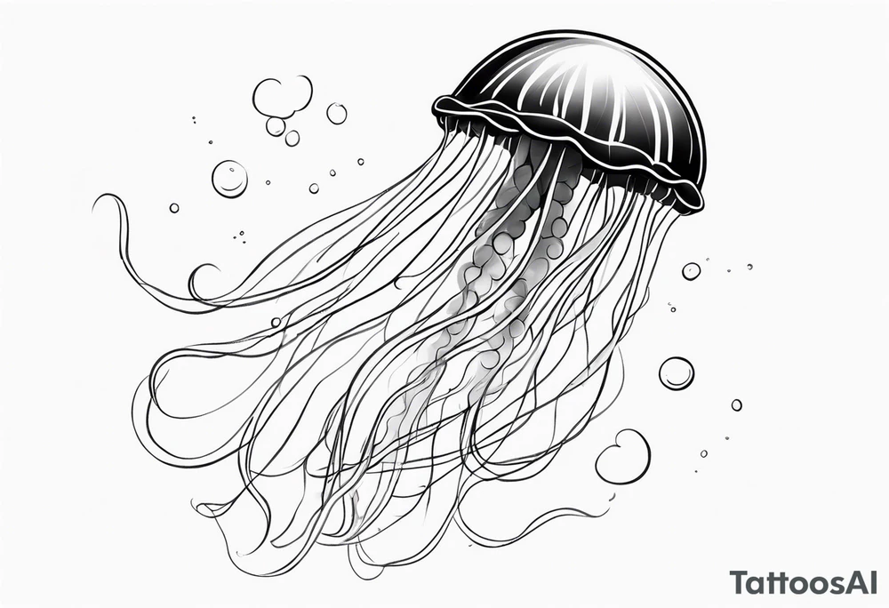 jellyfish with a small head and really long tentacles. Add clouds behind it like it’s floating in the sky tattoo idea