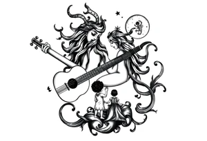 language of music with love for it 
Zodiac sign Aquarius with ascendant Taurus and Scorpio in the moon and a loving mother of two children tattoo idea