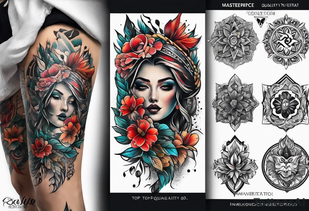 Full leg tattoo from hip to foot, temporary tattoo tattoo idea