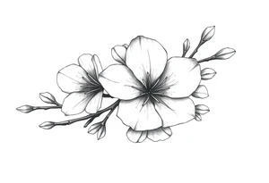 Elongated Cherry blossom with round petals tattoo idea