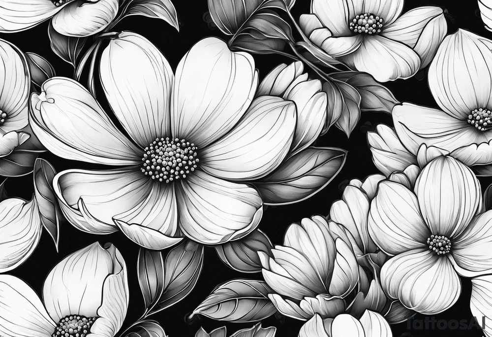 Dogwood flowers, daisy flowers, spring tattoo idea Dogwood flowers, daisy flowers, spring tattoo idea