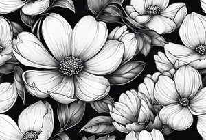 Dogwood flowers, daisy flowers, spring tattoo idea