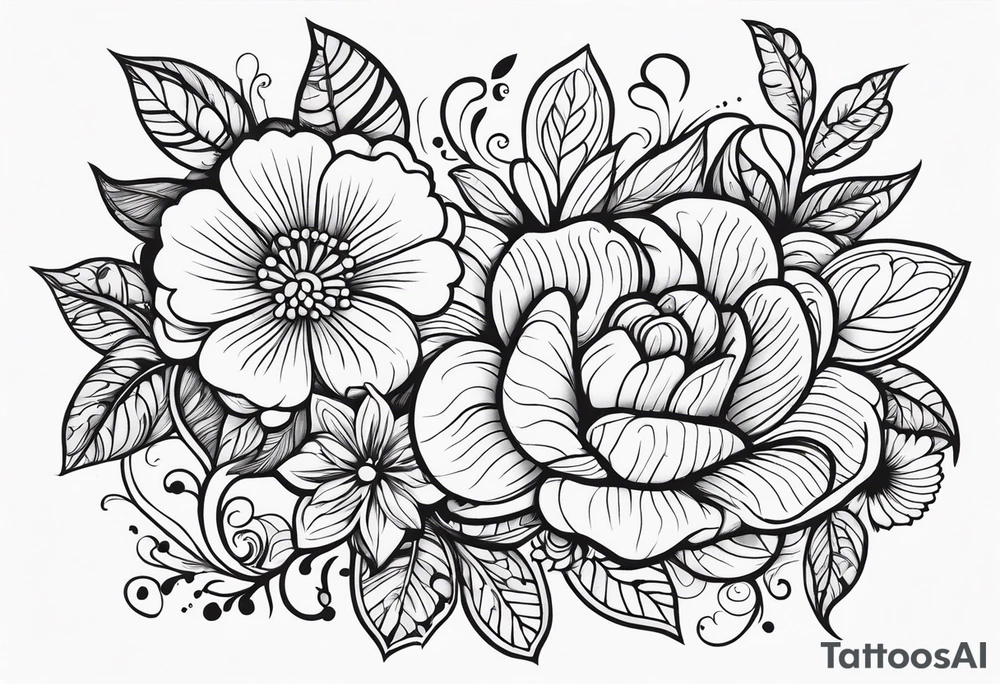 ornaments of flowers tattoo idea