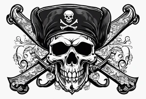 Pirate flag with snap back hat tattoo idea