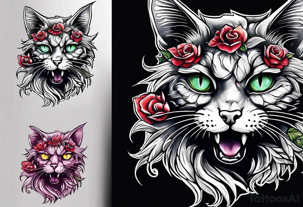 A zombie cat tattoo idea
