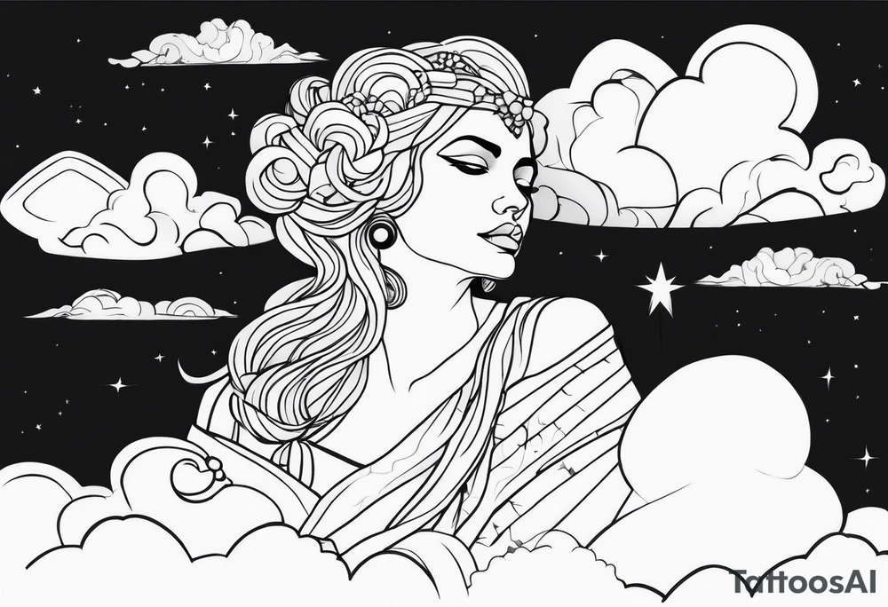 Inez with clouds in background tattoo idea