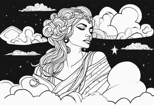 Inez with clouds in background tattoo idea
