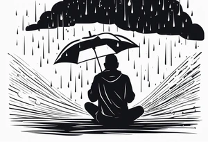 person under rain tattoo idea