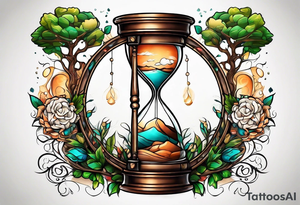 hourglass and tree of life tattoo idea