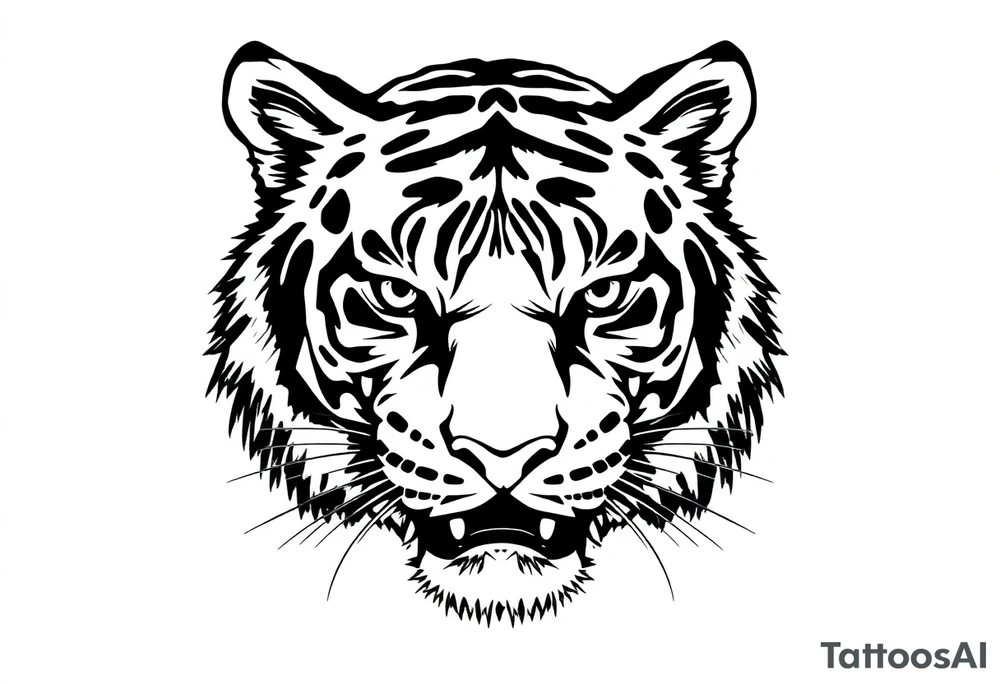 a full color cubist tiger tattoo illustrated in polyc tattoo artist style tattoo idea