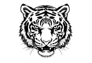 a full color cubist tiger tattoo illustrated in polyc tattoo artist style tattoo idea