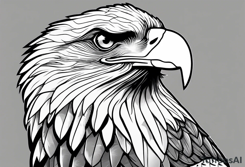 Small Bald eagle with several mountains in background tattoo idea