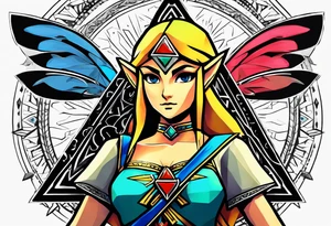 Triforce from the Zelda series highlighting courage strength and wisdom with a woman’s touch tattoo idea