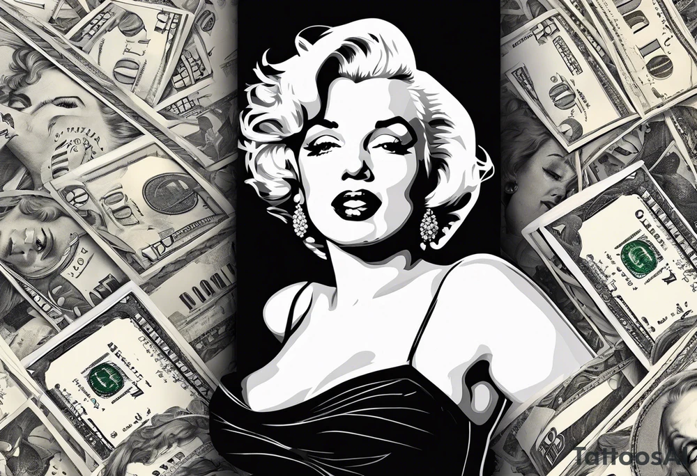 marilyn monroe scarface  money backgrouund tattoo idea