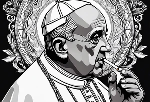 Pope Francis smoking cigarette tattoo idea