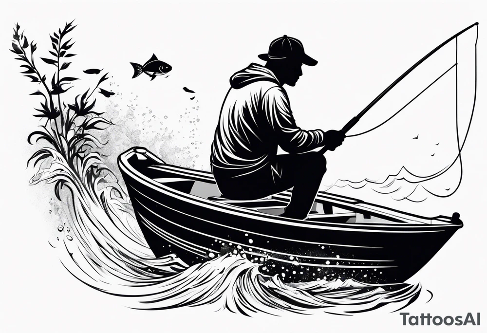 man fishing silhouette tattoo idea