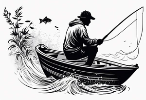 man fishing silhouette tattoo idea