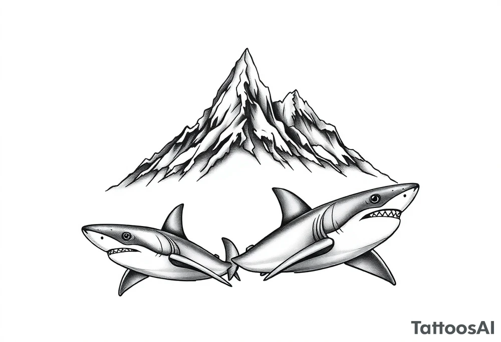 mountains and sharks tattoo idea