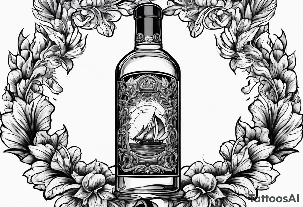 Flaming rag in bottle tattoo idea