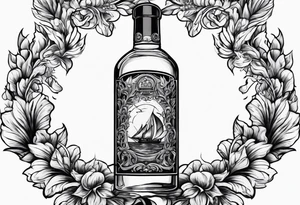 Flaming rag in bottle tattoo idea