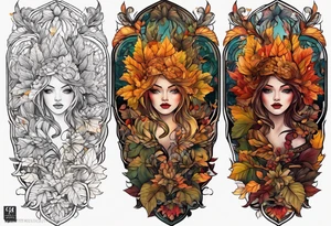 thigh tattoo with fall colors tattoo idea