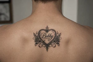 Heart cute adorable beautiful girly preppy heart tattoos with women boyfriends name that is named Bobby tattoo idea