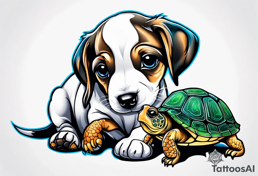 puppy with a turtle] tattoo idea