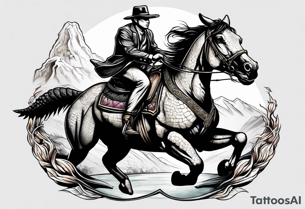 Alligator riding a horse tattoo idea