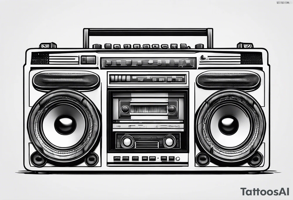 A boombox in fineline very minimalistic tattoo idea