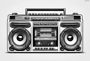 A boombox in fineline very minimalistic tattoo idea