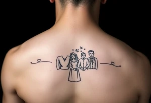 chest tattoo resembling wife and kids tattoo idea