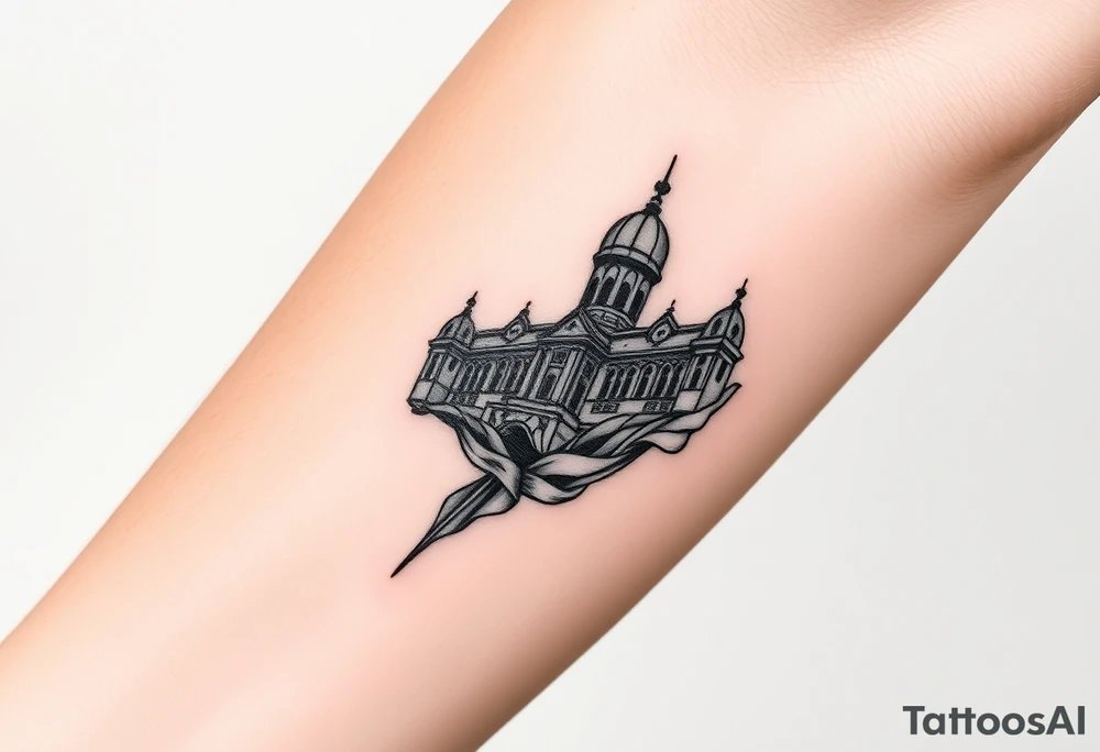 vertikalna tetovaza Beograda na nozi tattoo idea