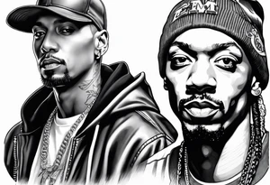 Eminem and snoop dog leg sleeve for female tattoo idea