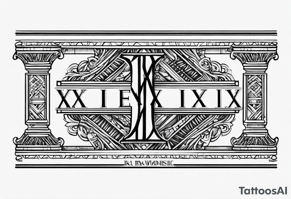 Leg band Roman numerals IX XI tattoo idea