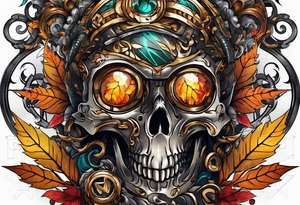 thigh tattoo with fall colors tattoo idea