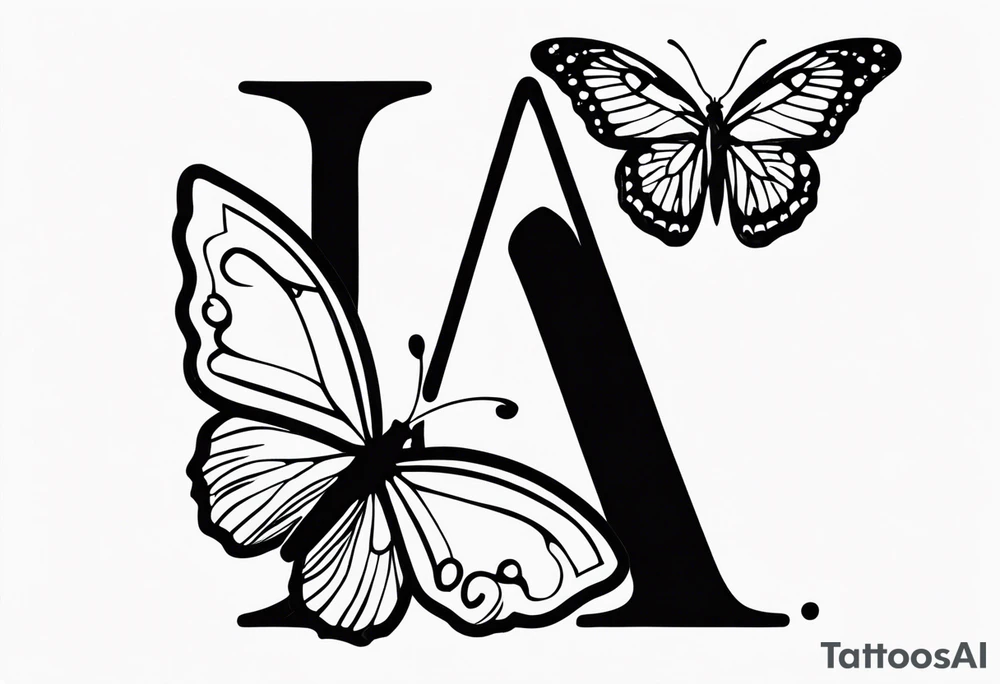 Letter A with butterfly tattoo idea