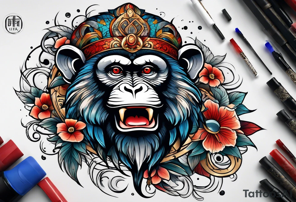zodiac monkey with full body tattoo idea