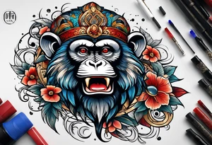 zodiac monkey with full body tattoo idea