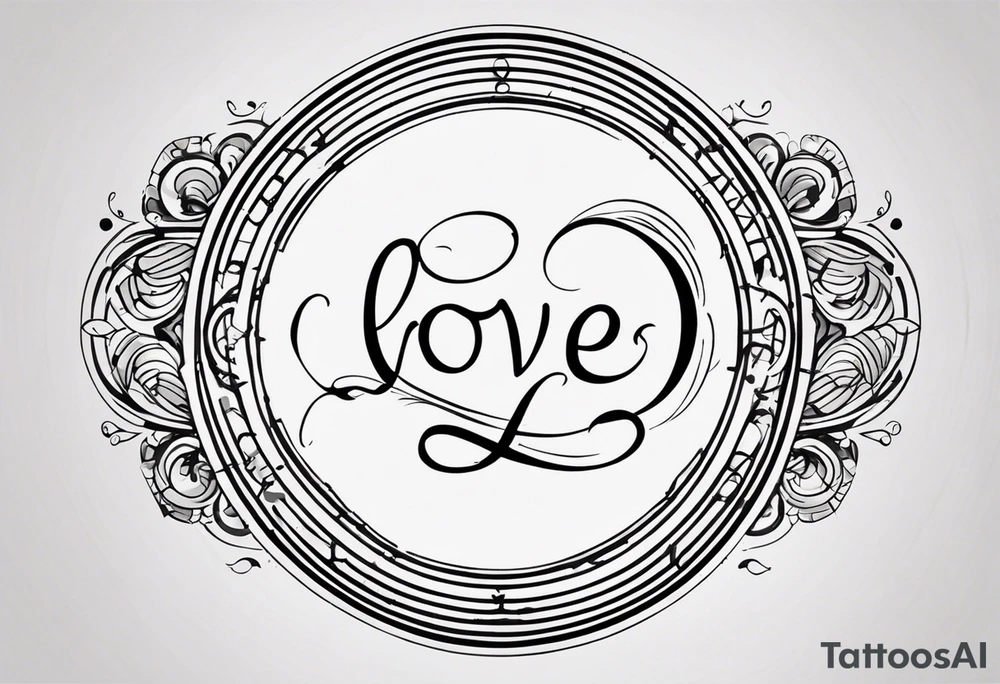 Base Design: circle for upper arm / shoulder. 

Add a tag in a stylized graffiti font with the word LOVE tattoo idea