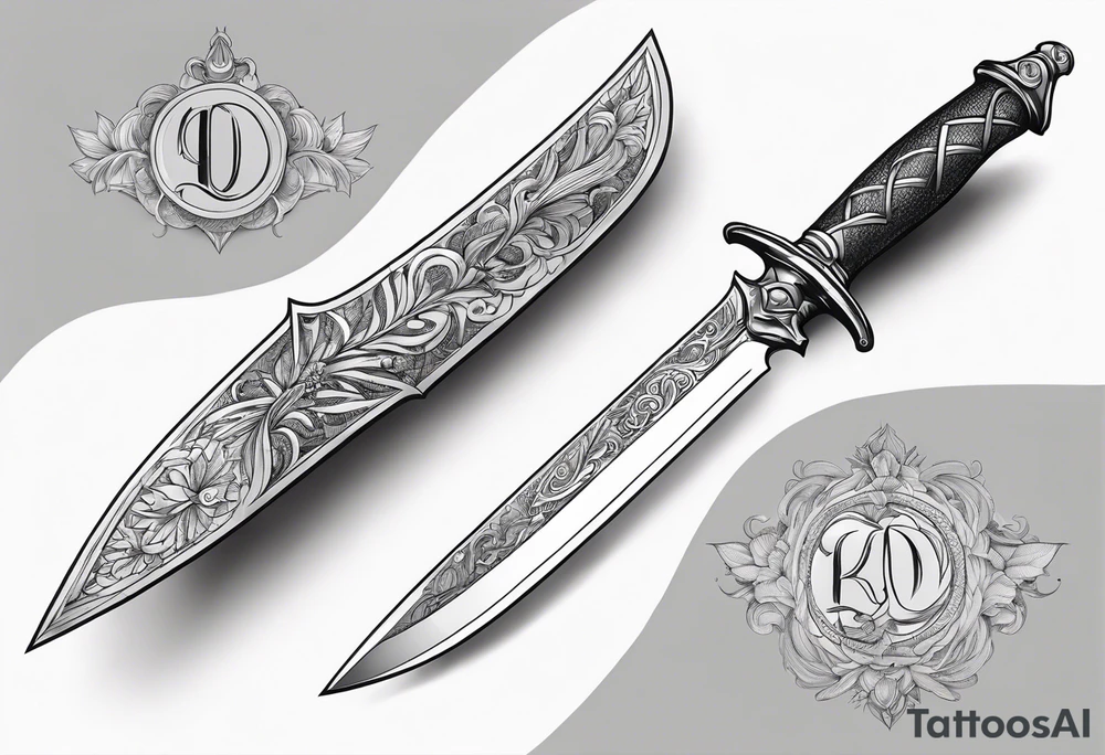 Dagger,women curved on the blade, tattoo idea