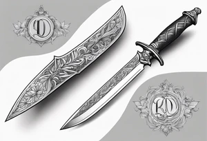 Dagger,women curved on the blade, tattoo idea