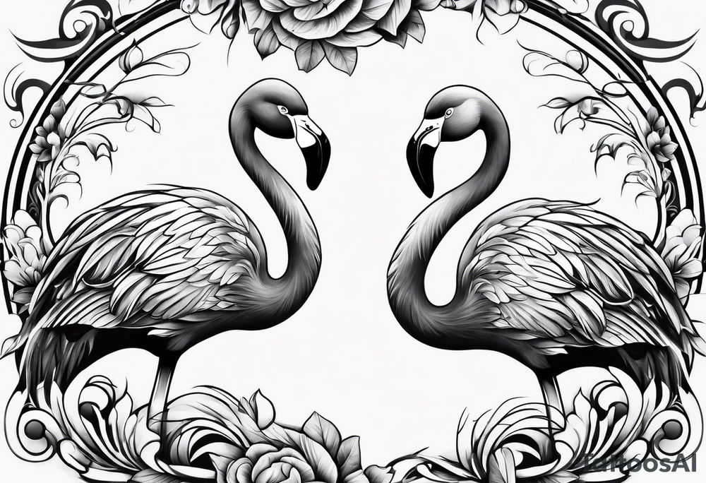 cute flamingo yinyang tattoo idea