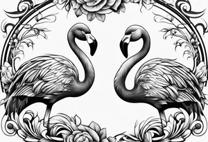 cute flamingo yinyang tattoo idea