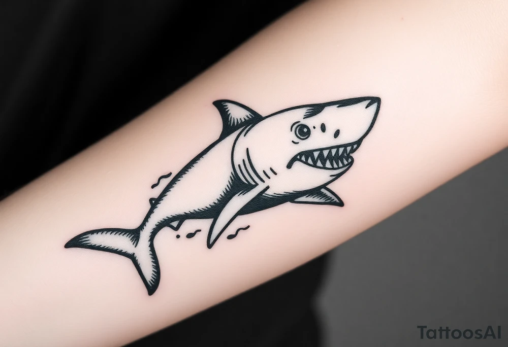 Masculine strong shark flowing forward in water tattoo idea