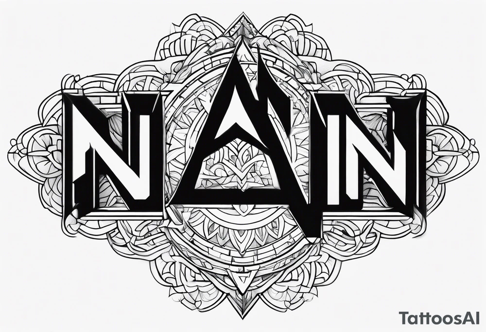 Write the word Nain in horizontally tattoo idea