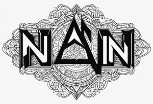 Write the word Nain in horizontally tattoo idea