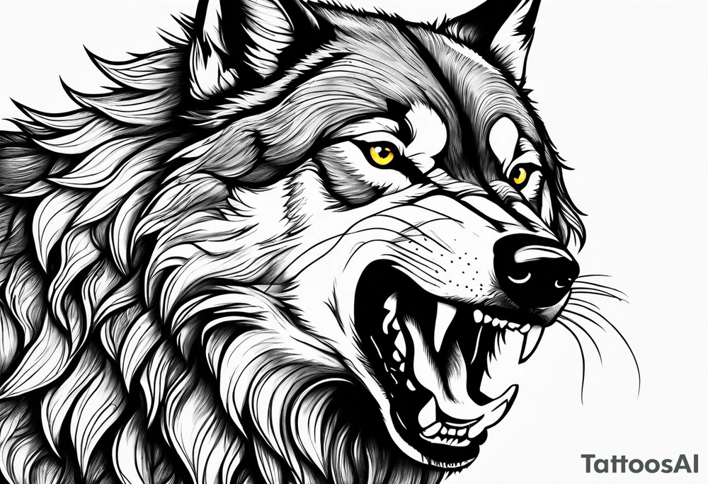 a wolf snarling tattoo idea