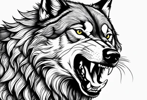 a wolf snarling tattoo idea