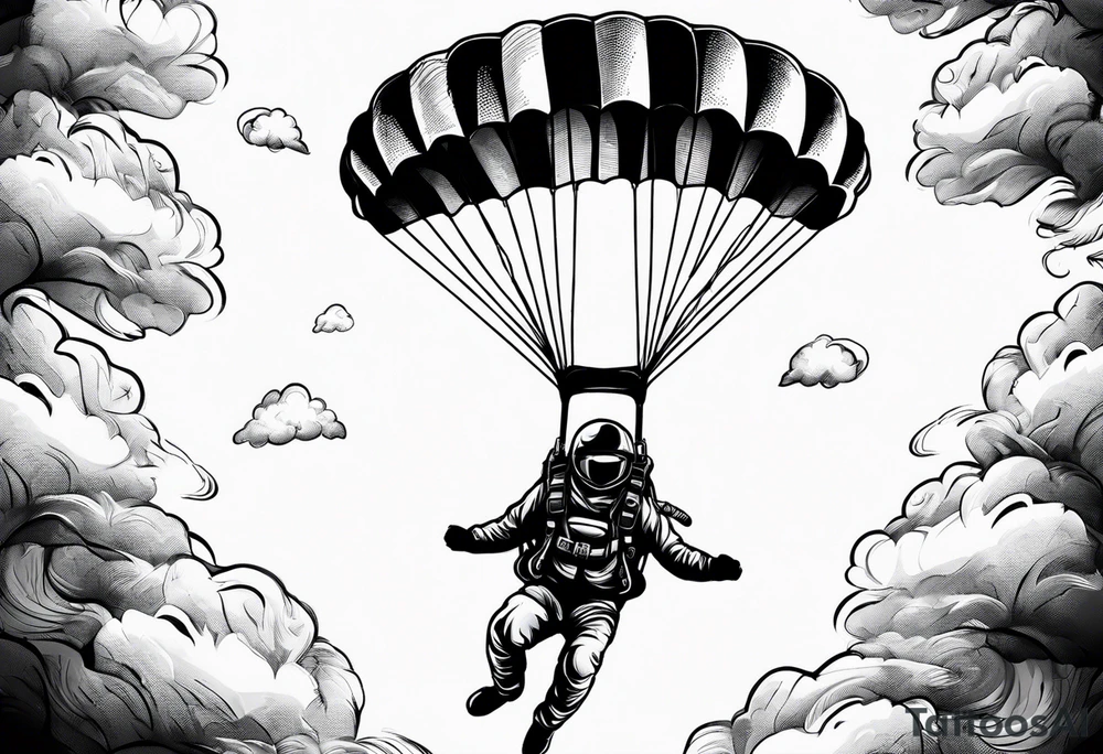 Skydiver with parachute tattoo idea